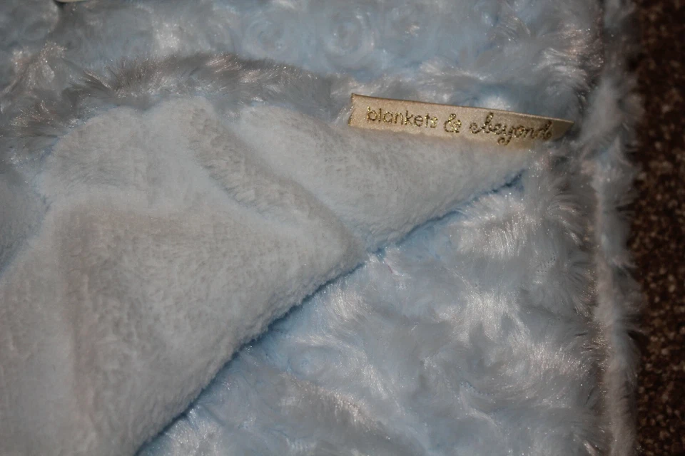 Blankets & Beyond Light Blue Minky Swirl Fleece Baby Blanket Infant Boys NWT HTF - Image 3 of 4
