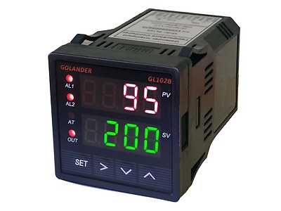 24V DC Dual Display Digital PID F/C Temperature Controller with 2 Alarm Relays