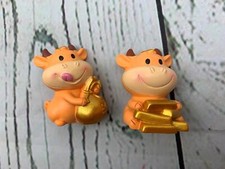 2pcs Mini Animals Cow Figurines Resin Miniature Farm Animal Toys Cake
