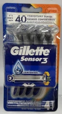 BRAND NEW SEALED 4 ct. Gillette Sensor3 40° Comfort Disposable Razors (Sensor 3)