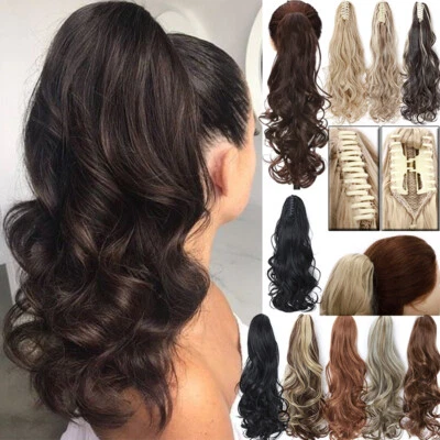 Real Ponytail Claw Clip In Hair Extensions Pony Tail As Human Brown Hairpieces