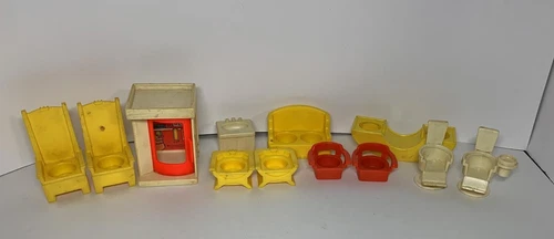 Fisher Price Lot of 12 Vintage Little People Furniture Chairs thrones Sofa Ect.