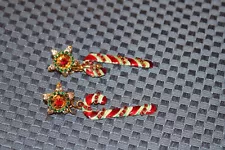 Lunch at the Ritz Holiday Candycane Earrings
