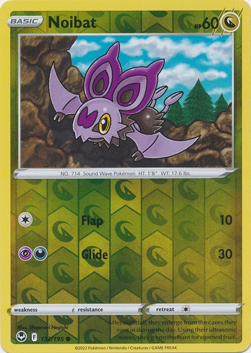 Reverse Holo Noibat 132/195 Common Silver Tempest Pokemon TCG