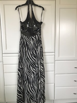 Sheri Bodell Halter Maxi Evening Dress No Sz Sequins Chains Beads Zebra Animal | eBay Sheri Bodell Halter Maxi Evening Dress No Sz Sequins Chains Beads Zebra Animal | eBay