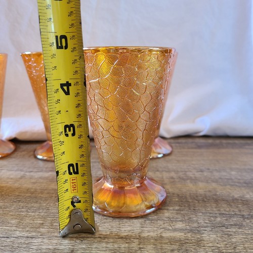 Set 6 Bicchieri Jeannette Carnevale Vetro Calendula Arancio Iridescente Crackle - Foto 2 di 11