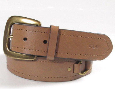 Ralph Lauren Tan Leather Belt with Gold Rings Lauren Ralph Lauren TRI-STRAP O-RING LEATHER BELT - Waist  main image 2