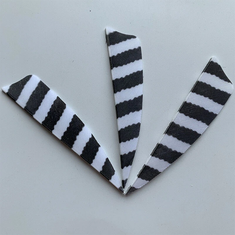 50PCS 3inch Striped White Shield Fletches Arrow Feathers RW LW - Image 4 of 4
