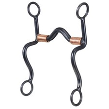 Western Low Port Bit - Black Steel -8 Inch Long S Shank - Copper Wrapped Bars