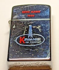 VINTAGE SLIM ZIPPO LIGHTER BRYN MAWR 1960 KEWANEE OIL COMPANY