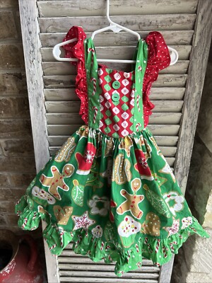 eleanor rose christmas cookie dress Eleanor Rose Christmas Cookie Gingerbread Candy Cane Jumper Aria Dress Size  4-5