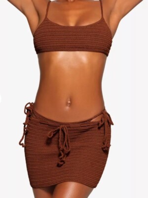 Skims Swim Crochet Mini Skirt In Jasper Size 3X NWT