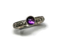 6mm Amethyst Ring Vine Pattern 925 Sterling Silver