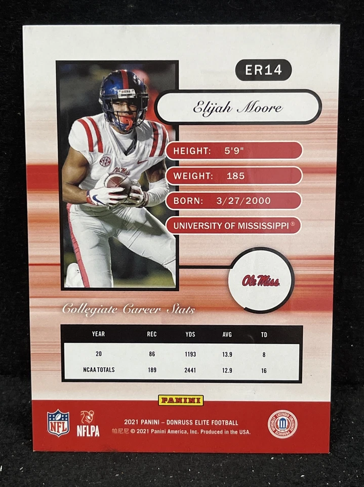 2021 Donruss FOTL Elite Rookie #ER14 Elijah Moore RC - Image 2 of 2