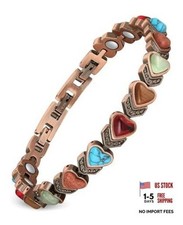 Pure Copper Bracelets for Women, Ultra Strength Magnetic Bracelet Heart Bloom