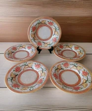 Set 5 Elite Global Solutions TUSCANY Melamine 9" Bowl Plates Dishes OrangeFloral