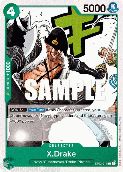 ST02-014 X.Drake : Common One Piece TCG Card : ST02: Starter Deck: Worst Generat