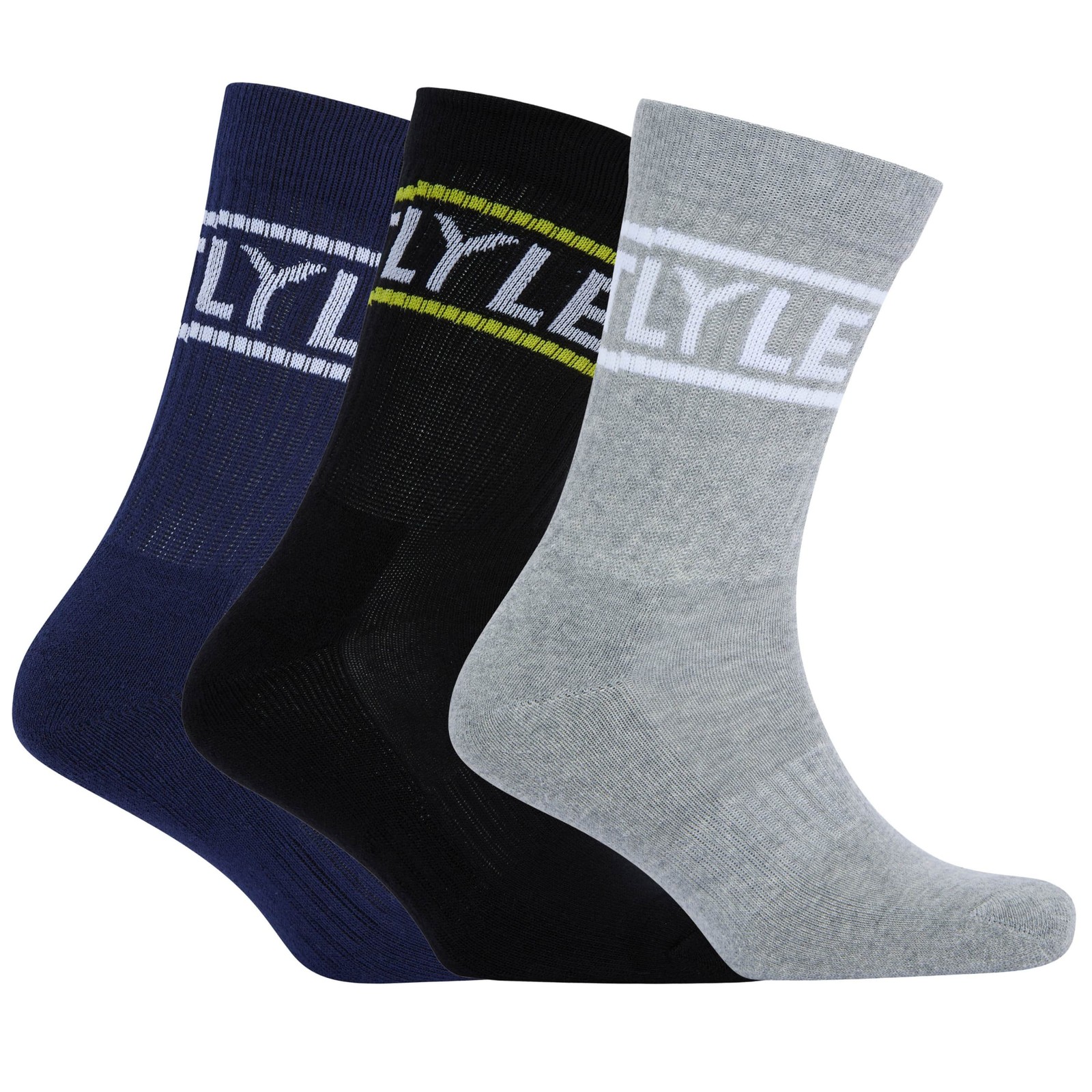 Lyle & Scott Mens Socks 3 Pack Jock Black/Grey/Peacoat Navy