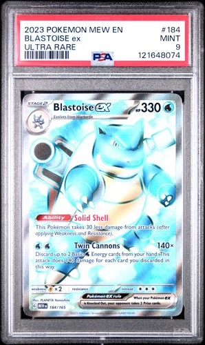 2023 POKEMON MEW EN-151 ULTRA RARE #184 BLASTOISE EX PSA 9