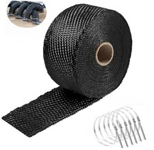 Fiberglass Exhaust Heat Wrap Roll - 2" x 16.5ft with 6 Stainless Locking Ties