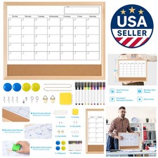 Lightweight 17x13 Magnetic Dry Erase Calendar with Corkboard for Easy Use