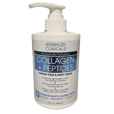 Advanced Clinicals Collagen + Peptide Full Body Anti-Aging Skin Care Cream 15 OZ