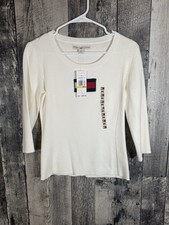 NWT Tommy Hilfiger Women  s Cream 3/4 Sleeve Sweater Size Medium