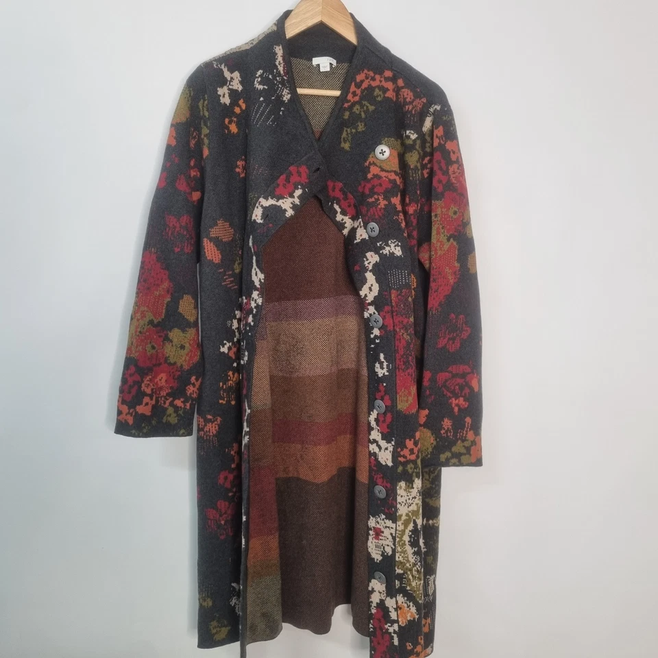 J Jill Madison Cardigan Sweater Duster Thick Knit Floral Boho Wool Alpaca Sz L - Image 4 of 4