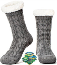 Women's Fuzzy Slipper Socks with Non-slip Grippers, Sherpa Lined Warm Cozy Gift