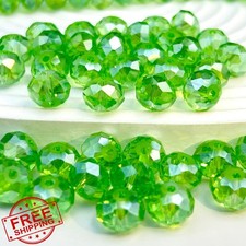 CRZSEELL 315pc Glass Beads 8mm Crystal Green AB Faceted Rondelle Bulk Craft