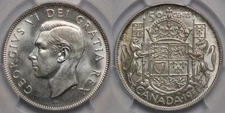 PCGS Graded MS65 Canada 1951 50 Cents Narrow Date Uncirculated Silver Coin