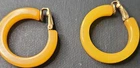 Vintage Yellow Bakelite Hoop Earrings Bakelite Clip-On Backs Retro Style Jewelry