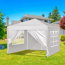 10'x 10' EZ Pop Up Gazebo Party Tent Canopy Outdoor Waterproof With 4 Wall White