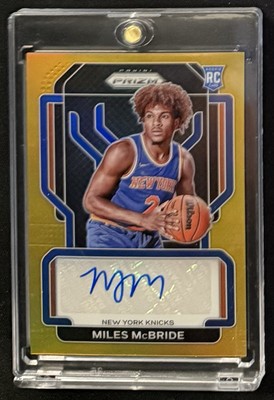 2021 Panini Prizm 02/10 Miles McBride Gold Auto Rookie Signatures Jersey Number!