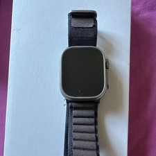 Apple Watch Ultra 2 49mm Grey Titanium Case Black Nylon Band iOS Compatible