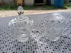 Vintage Anchor Hocking Sugar Bowl With Lid And Creamer Starburst - Star Of David