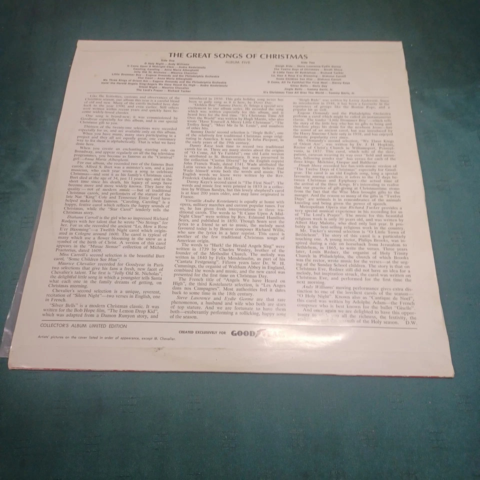 Goodyear RECORD:  Great songs of  Christmas, No. 5 (various artists) NM/VGP - Image 4 of 4