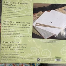 K Co 12x12 SCRAPBOOK Album White REFILL PGS 10 Protectors w/Expansion Post Kit