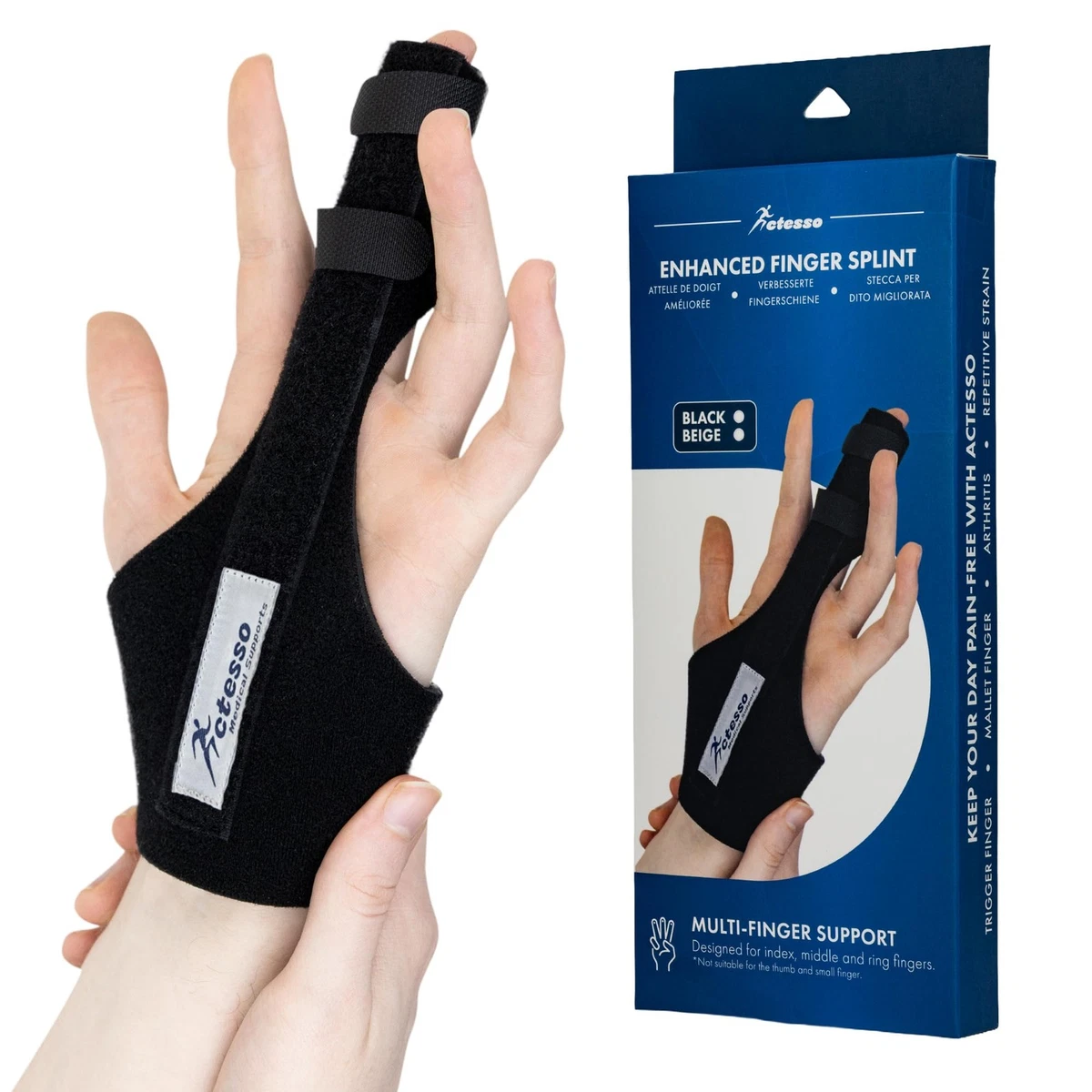 Stecche Per Dita AIEX: Set Da 4 Stecche Stabilizzatrici Regolabili + 5 Manicotti Protettivi. Sollievo Da Dita Rotte, Slogate O Gonfie. Morbide E Lavabili, Con Inserto Metallico (2 Misure) - 3