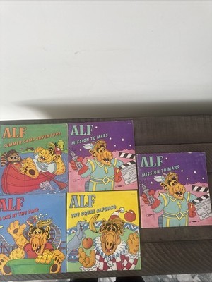 Lot of 5 Vintage ALF 1987 Books, Checkerboard Press: Alfonso, Fair, Camp, Mars