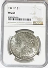 1921 D $1 Morgan Silver One Dollar NGC MS61 Denver