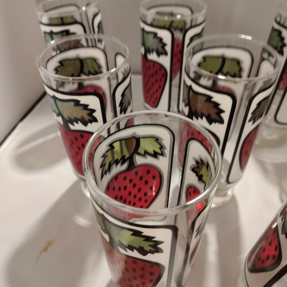 Vaso Pedestal Fresa Libbey Vidrio 16oz Retro Años 80 6 1/2" Juego De 8 De Colección Foto 2 de 4