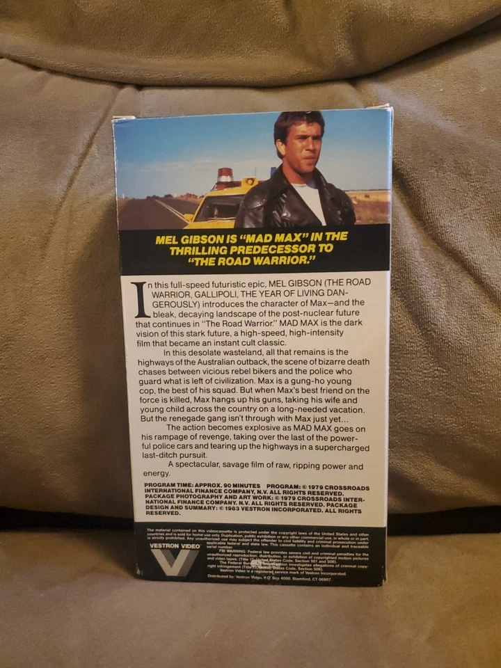 Mad Max 1983 VHS Starting Mel Gibson ~ Rare ~ Vestron Video - Image 2 of 4