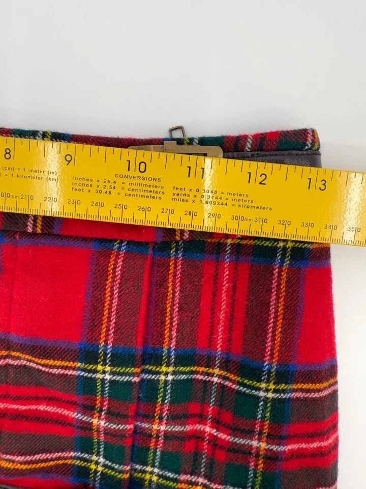 Falda L.A.M.B Mujer 6 Rojo Tartán Cuadros Hebilla Correas Trompeta Volantes Forrada * Foto 4 de 4