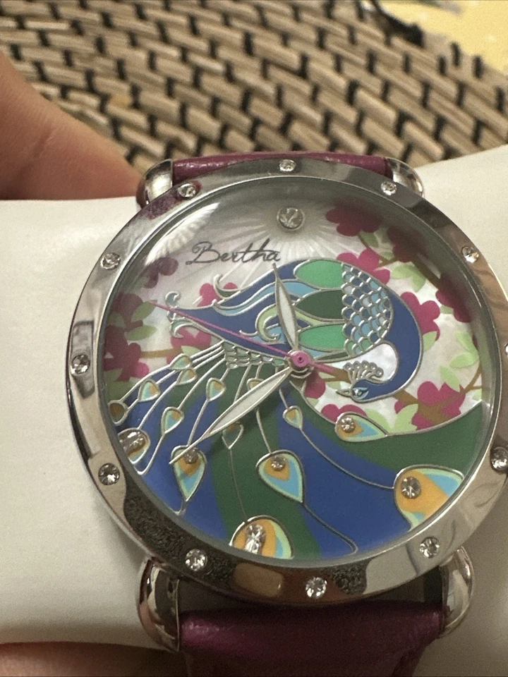 Reloj Analógico Bertha Didi MOP Colorido Pavo Real Cuarzo Cuero Genuino Agotado Foto 4 de 4