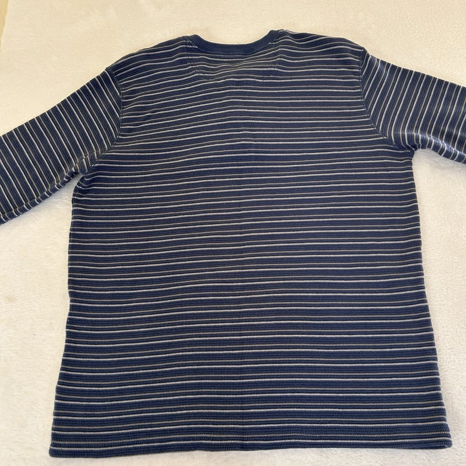 Northwest Territory Mens Shirt Size 2XLT Blue Striped Henley Long Sleeve Thermal - Image 2 of 4