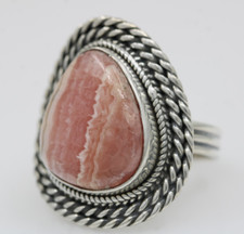 Sterling Silver Rhodochrosite Ring Size 9.5 - 11.5 Grams