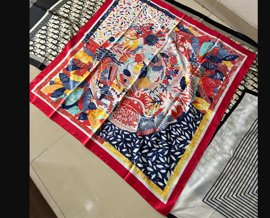 Elegant Women's Silk Office Scarf for Hair Wraps & Bags