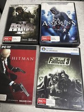 4 x PC CD ROM GAMES Arma Assassin’s Creed Hitman Absolute Fallout 3