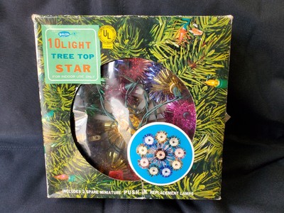 Vintage 10 Light Star Christmas Tree Topper Works New In Box 